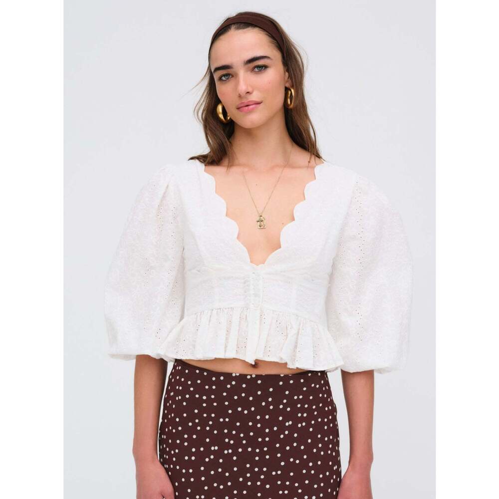 NWT For Love & Lemons Marseille Top S / White